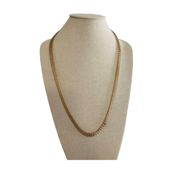 Vintage Gold Tone Mesh Chain Necklace 32" Long - Picture 1 of 11